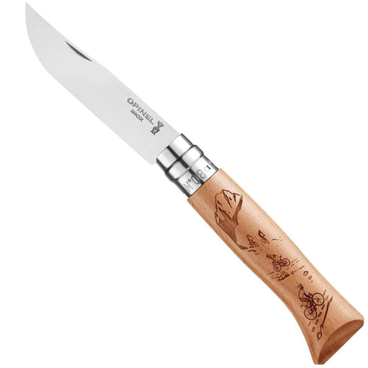 Opinel - No.08 Engraved Handle Folding Knife - Alpine Adventures - Biking